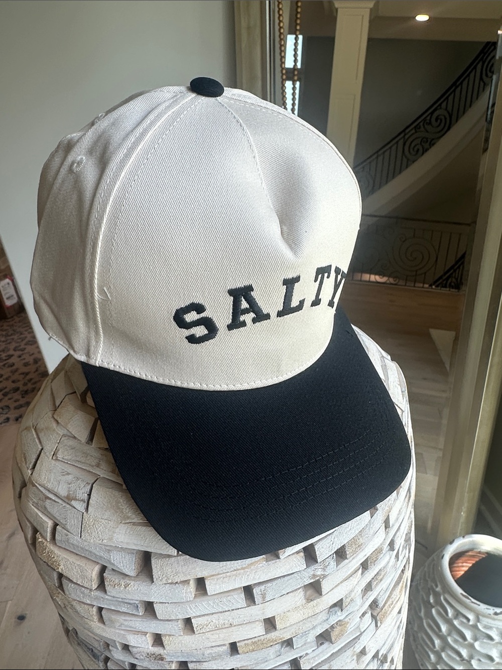 Two-Tone White and Black Baseball Cap